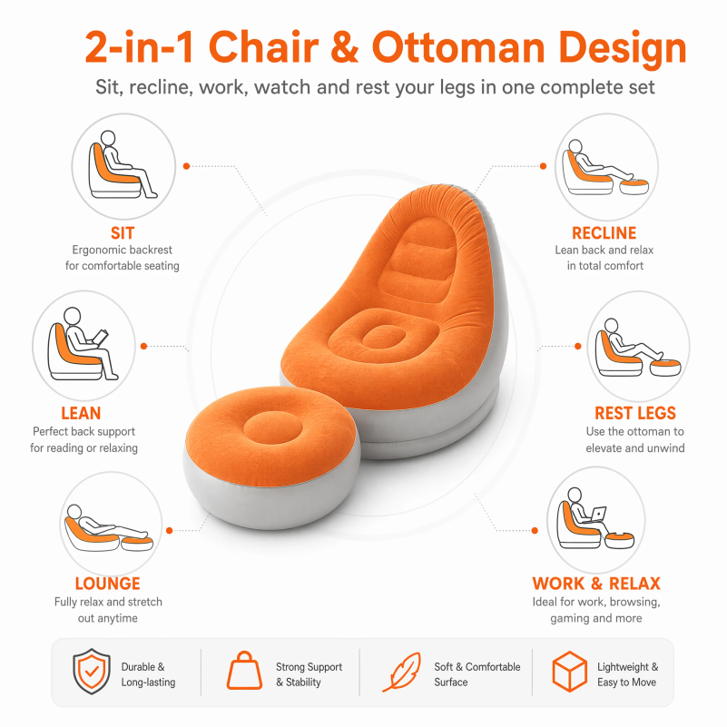 Flocking Inflatable Lazy Sofa  - đánh giá và giá Outdoor Camping Chairs