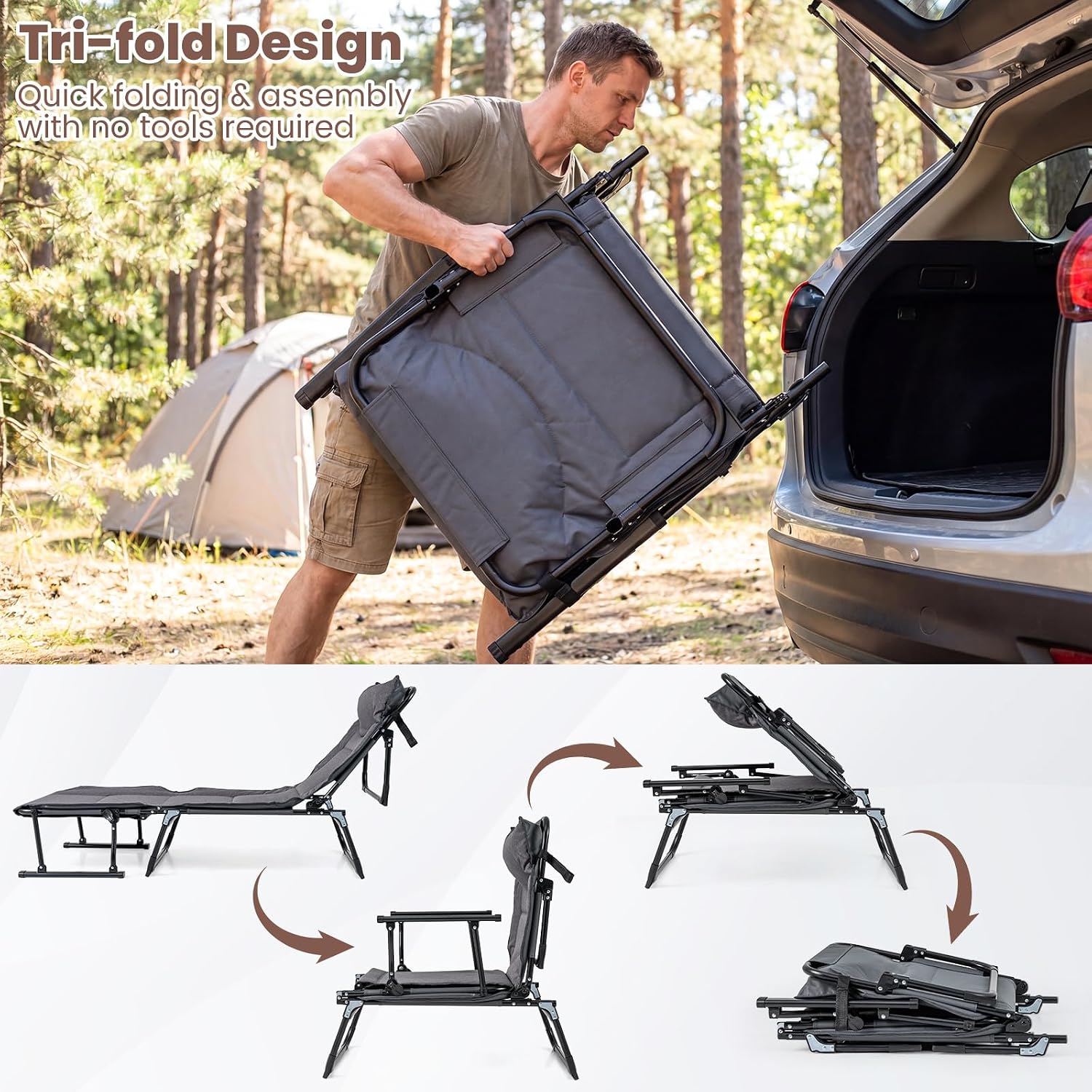 Folding Patio Lounge Chair Set - đánh giá và giá Outdoor Camping Recliner Chairs