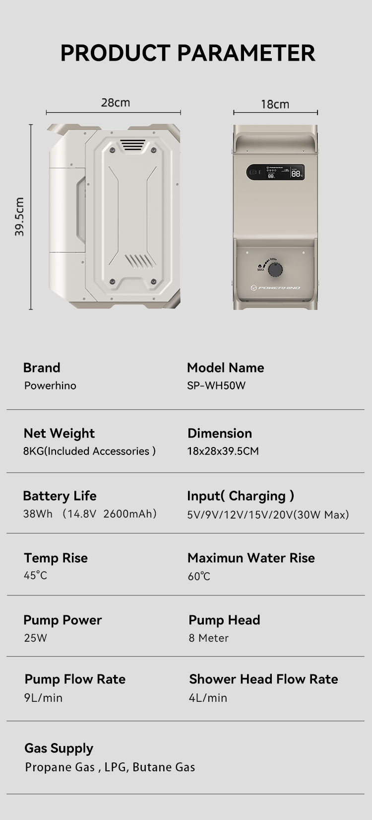 Powerhino Rechargeable 3L Wate - đánh giá và giá Outdoor Camping Water Heater