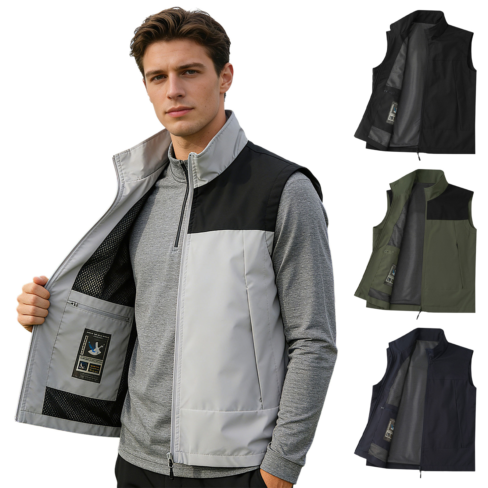 #M-5XL Men Golf Vest Stand Col - đánh giá và giá Outdoor Camping Jacket