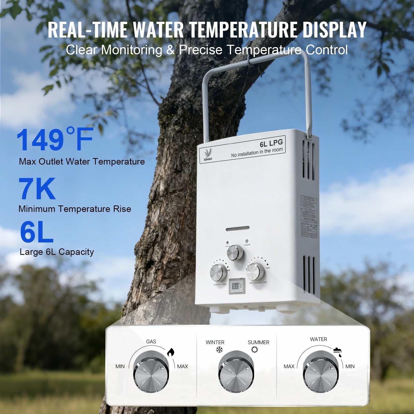 LPG Gas Water Heater|SIHAO 6L  - đánh giá và giá Outdoor Camping Water Heater